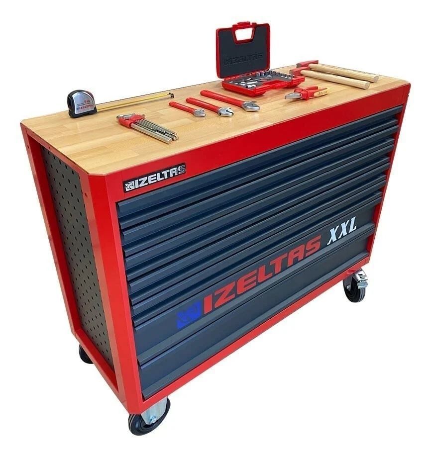 İzeltaş 7 Çekmeceli Ahşap Üst Tablalı XXL Takım Dolabı