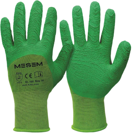 Meşem Camcı Eldiven Yeşil Tırtıklı No:10